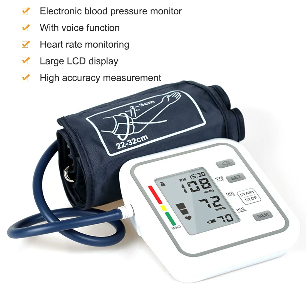 Walmeck Digital Meter, Upper Arm Style Automatic Electronic with Large LCD Display , Intelligent Measurement Tool for Instant Health Status
