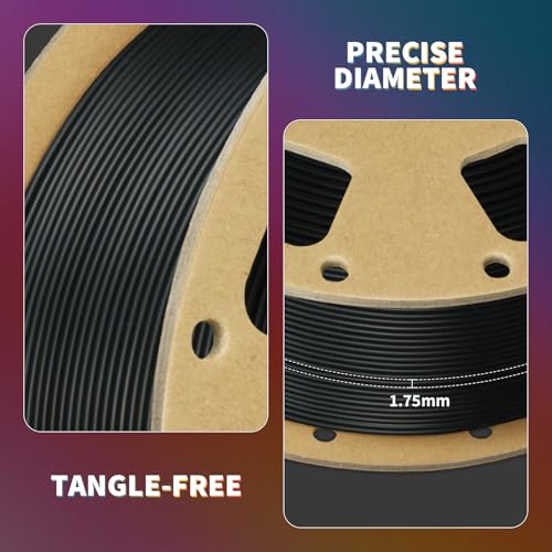 OVERTURE PLA Filament 1.75mm PLA 3D Printer Filament, 2kg Cardboard Spool (4.4lbs), Dimensional Accuracy +/- 0.02mm, Fit Most FDM Printer (Black 2-Pack)