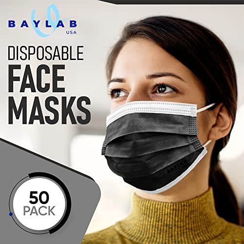 100% Made in USA, Disposable Face Masks, ASTM 3, 3 Layer, Soft Earloops, 6 Colors Avail (50 Pack)