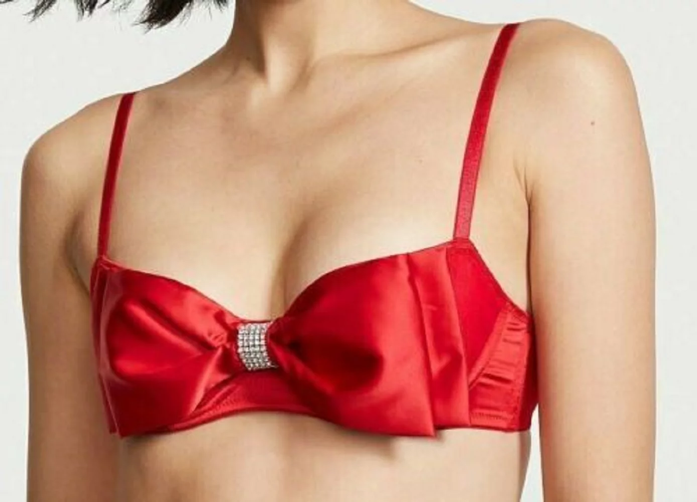 Victoria's Secret Lipstick Red Dream Angels Wicked Unlined Sheer Mesh & Bow Balconette Bra Size 34DDD NWT