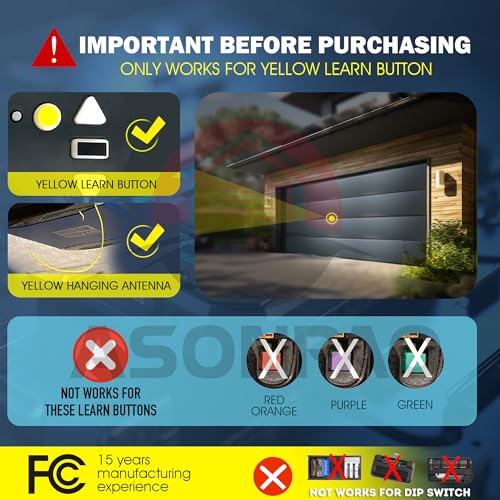 950ESTD Chamberlain Garage Door Opener Remote Yellow Learn Button Security+ 2.0 myQ (2Pack) 3-Years-Warranty