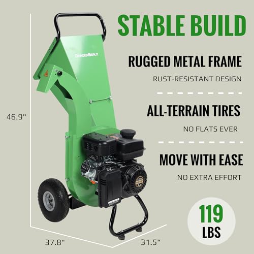 S3 Wood Chipper Shredder, 7HP 212cc Gas Powered Heavy Duty, 3