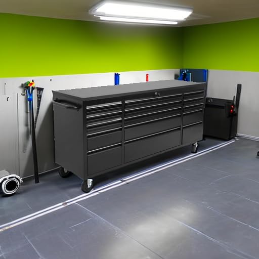 CHETTO C 72 in Rolling Tool Chest with Drawers MobileTool Cabinet Storage Lock Key Wheels Locking System Drawer Liners for Garage Warehouse Repair Shop Black