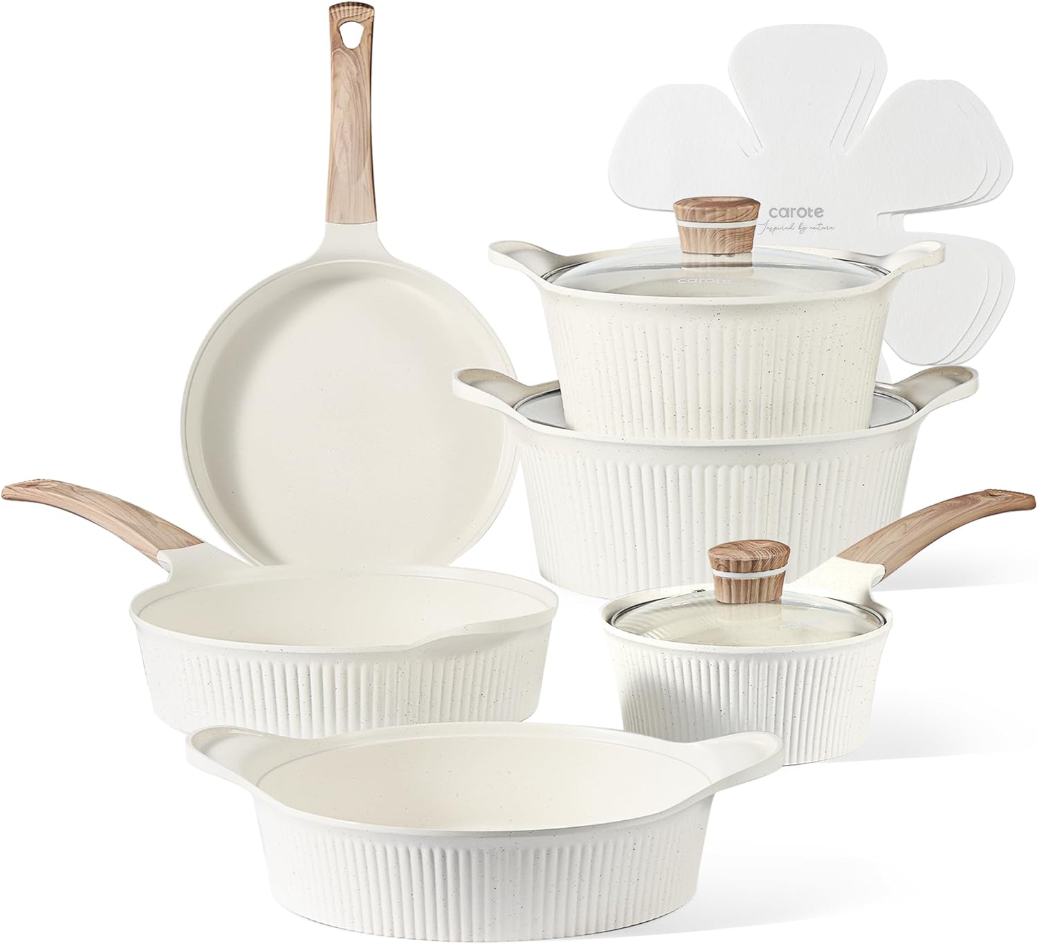 CAROTE Pots and Pans, Non Stick Cookware Set, 12 Pcs Nonstick Kitchen Cooking Set with Saucepan Set, Storage, Compatible with All Stovetops