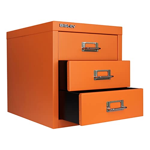 Bisley 10-Drawer Steel MultiDrawer Cabinet - Black, Chrome Pull Handles with Label Holders, Powder-Coated Steel, Removable Drawers, Fits Under Most Desks, Labels Included