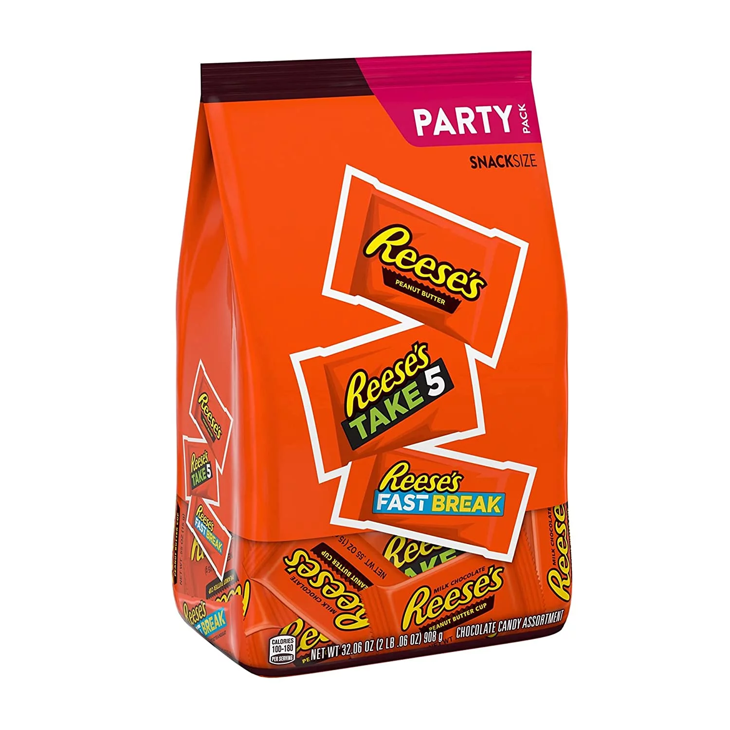 REESE'S Milk Chocolate Peanut Butter Assortment Snack Size Candy, Individually Wrapped, 32.06 oz Bulk Party Bag