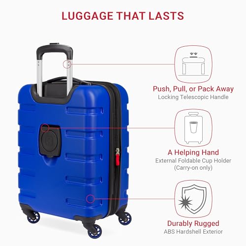 SwissGear 7366 Hardside Expandable Luggage with Spinner Wheels, White, Carry-On 19-Inch