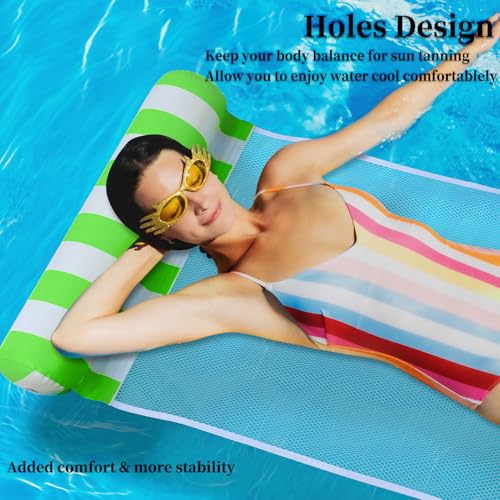 8 Pack Pool Hammock Upgrated Water Pool Floats, 4-in-1 (Hammock, Saddle, Lounge Chair, Drifter) Multi-Purpose Water Pool Float, Non-Stick PVC Material