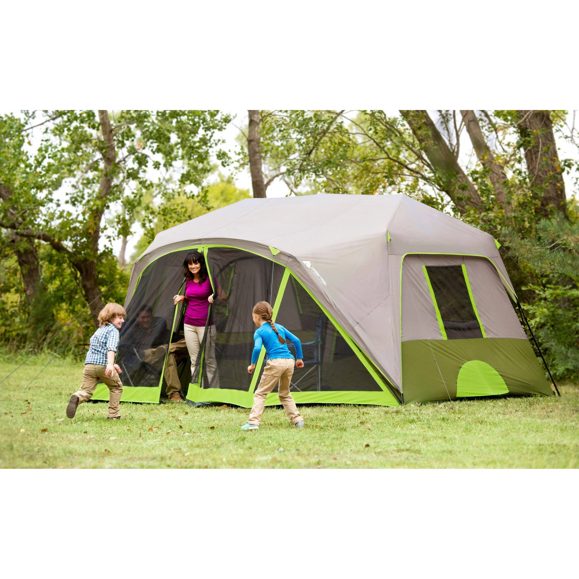 Ozark Trail 14' x 13.5' 9 Person 2 Room Instant Cabin Tent with Screen Room, 30.8 lbs