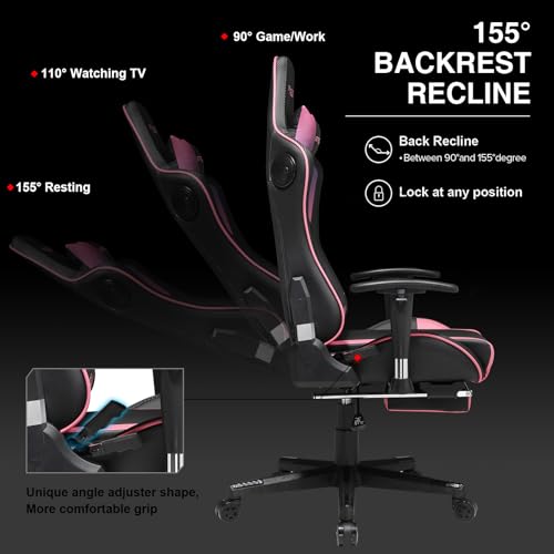 GTRACING Gaming Chair with Footrest Speakers Video Game Chair Bluetooth Music Heavy Duty Ergonomic Computer Office Desk Chair