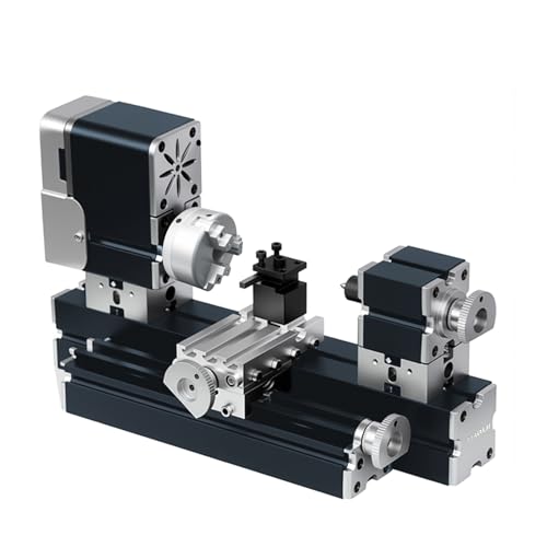 ZHRUI Electroplated all Metal Mini Miniature Didactical Metal Lathe 50mm Center 36W 20000RPM for Processing Aluminum,Wood, Plastic Materials (Heighten Style)
