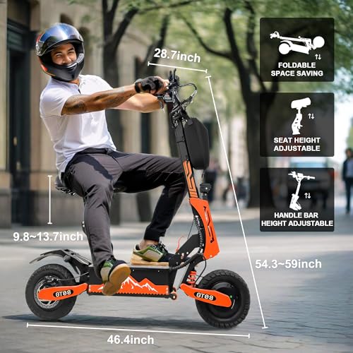 DOF 60V 27AH Electric Scooter for Adults, 5600W Dual Motor Commuter with 50MPH Speed & 40 Miles Range, Dual Brake System, Shock Absorption, 11