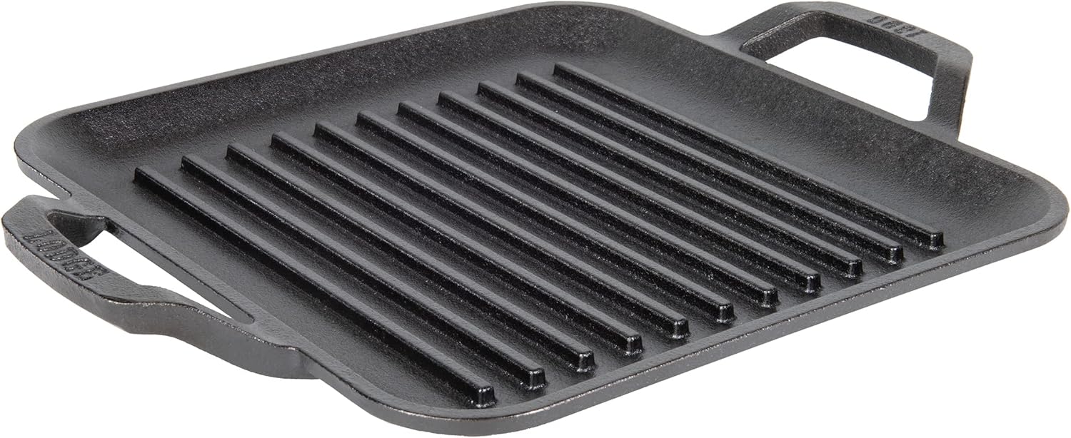 Lodge Cast Iron Chef Collection Square Grill Pan, Pre-Seasoned - 11 in