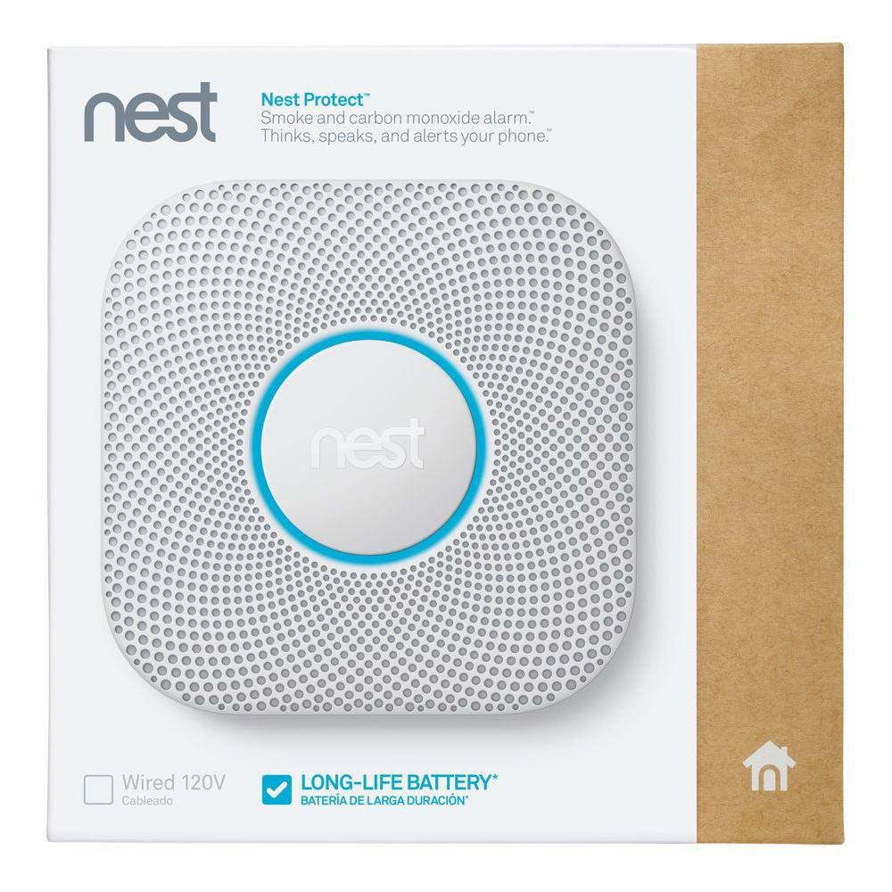 Nest Protect (2nd Generation) Smoke u0026 Carbon Monoxide Alarm - Wi-Fi/Bluetooth 4.0 LE/802.15.4 - Android/iOS - White - 2 Pack