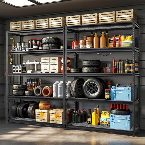 WORKPRO 5-Tier Metal Shelving Unit, 48”W x 24”D x 72”H, Heavy Duty Adjustable Storage Rack, 4000 lbs Load Capacity (Total), for Garage, Basement, Warehouse, Workshop