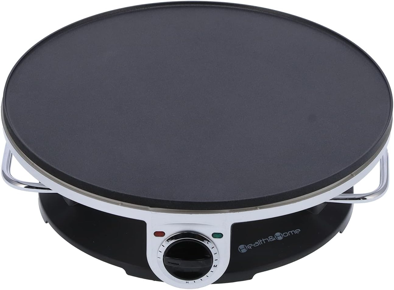 FLEXMAN 1000W Electric Crepe Maker, 13in Diameter Non Stick Electric Crepe Pan with 3 Temperature Control Knob, Pancake Machine for Kitchen Pancakes and Crepes