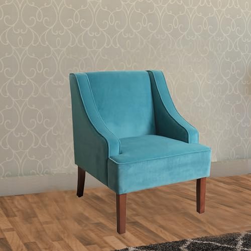 HomePop Velvet Swoop Arm Accent Chair, Suri Blue