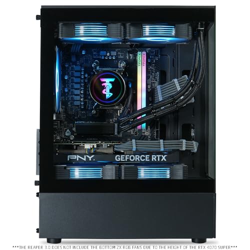 ViprTech Reaper 3.0 Liquid-Cooled PC - AMD Ryzen 7 7700 (5.3Ghz Turbo), RTX 4070 Super 12GB, 32GB DDR5 6400, 2TB NVMe SSD, 800W Gold, VR-Ready, WiFi BT, Win 11, Gaming Desktop Computer Black