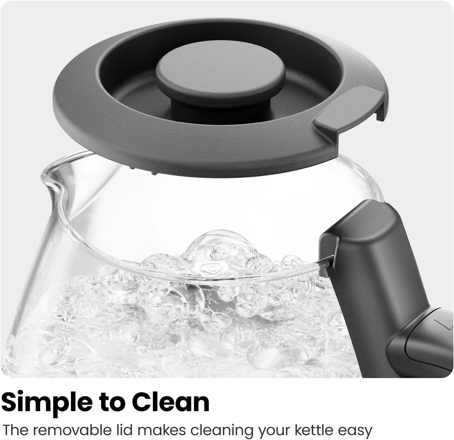 Chefman Fast Boil 1.7L Electric Glass Kettle w/ Tea Infuser, Removable Lid - Black, New