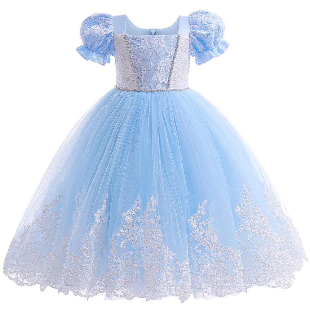 Girls Cinderella Dress Princess Costume Halloween Fancy-Dress for 3-10 Years