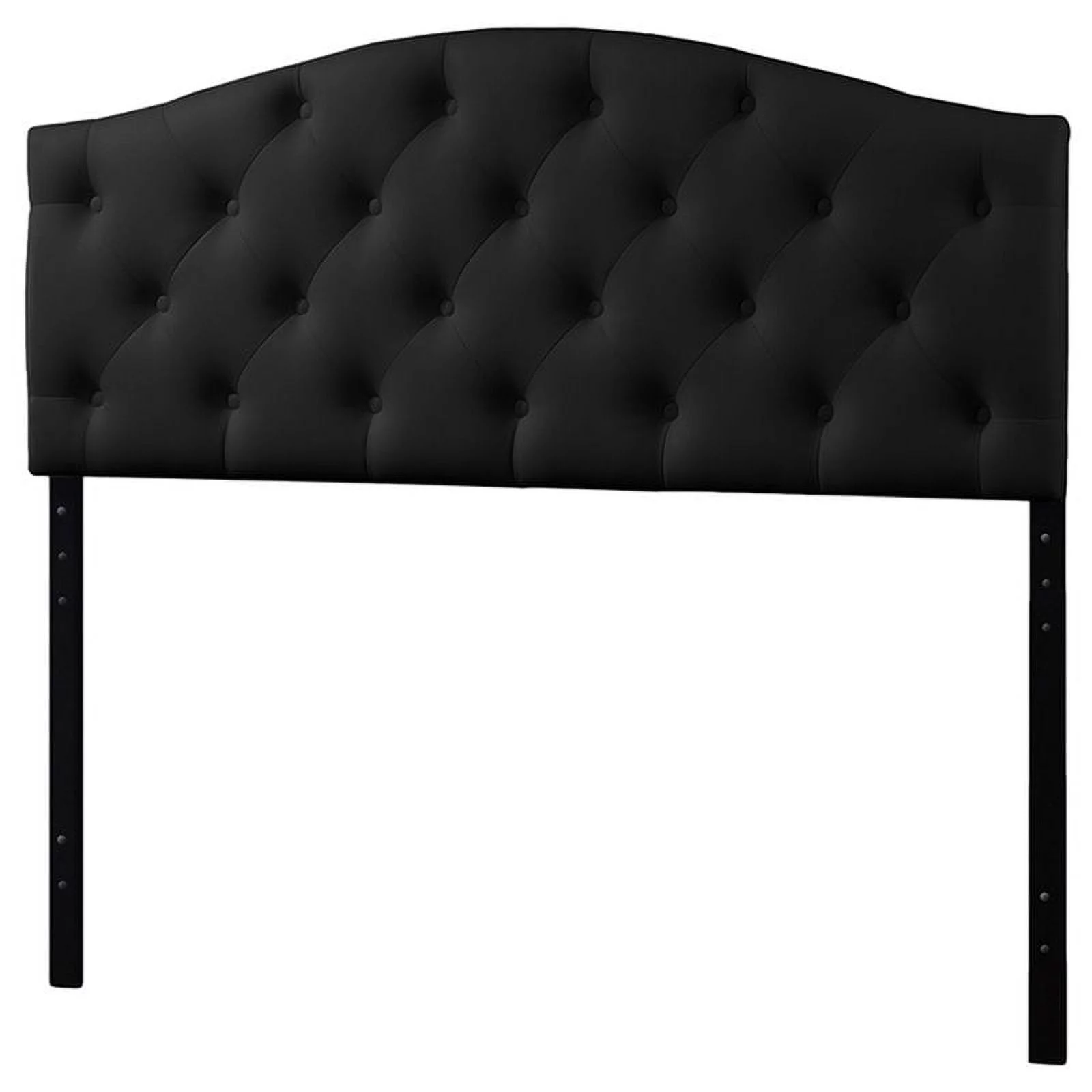 Bowery Hill Modern Faux Leather Tufted Queen Size Panel Headboard in Black