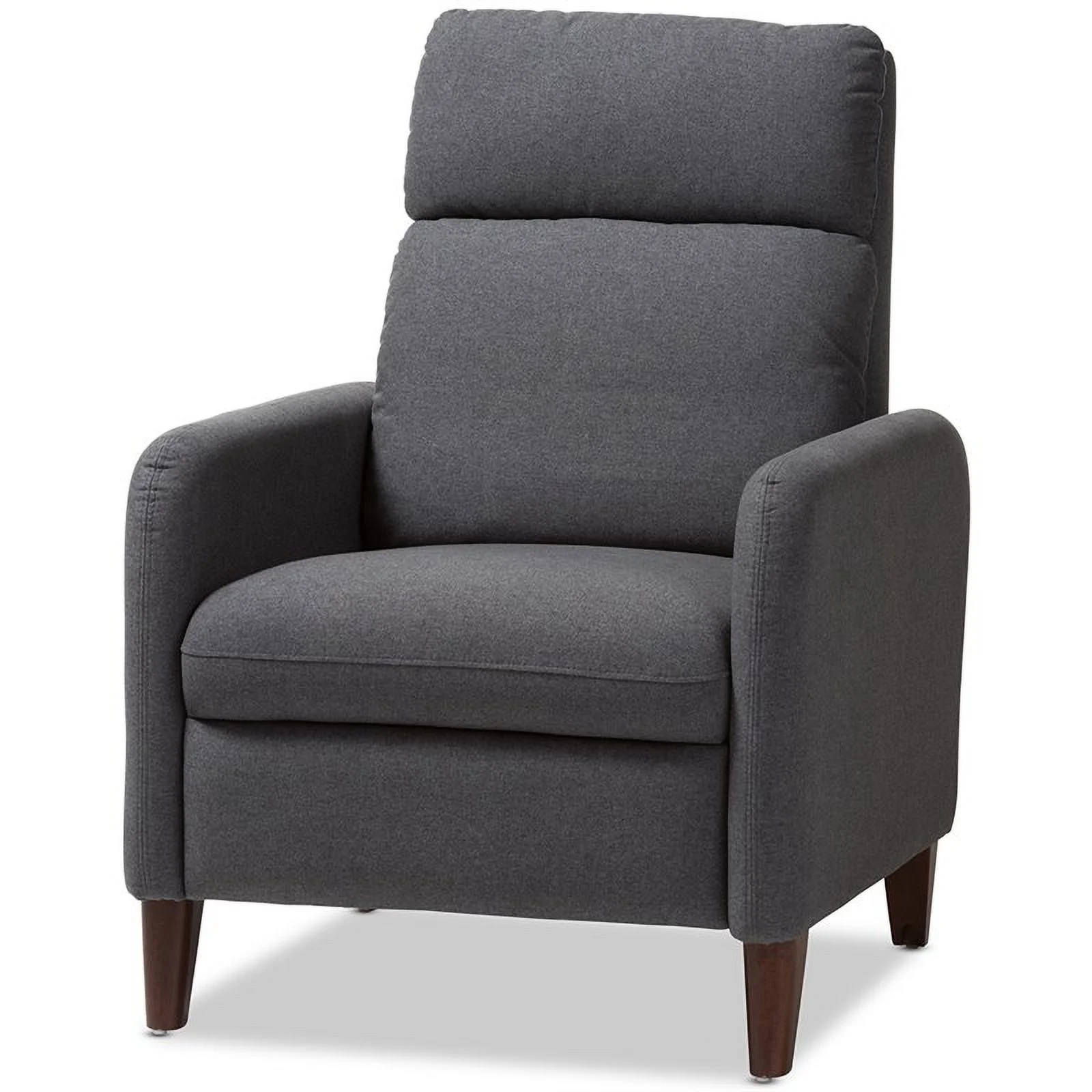 Bowery Hill Contemporary Recliner in Gray and Walnut