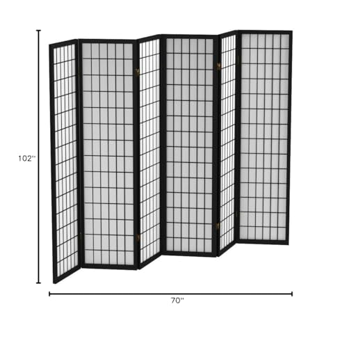 Red Lantern 6 ft. Tall Window Pane Shoji Screen-Natural-4 Panels Room Divider