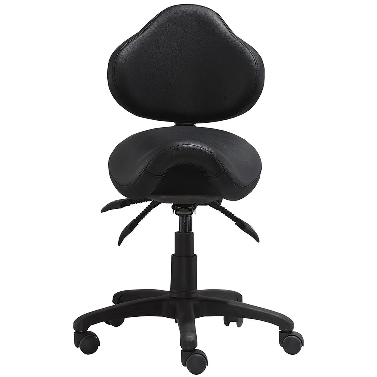 Homelala Ergonomic Saddle Stool with Back and Padded Seat, Tilt Height Adjustable Swivel Chair for Office or Medical Clinic, Black