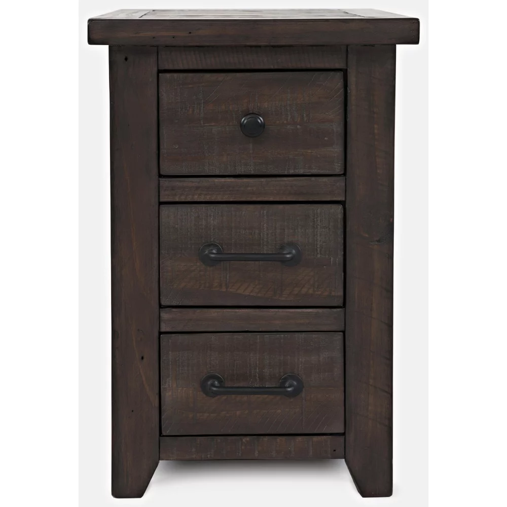 Jofran Madison County Rustic Reclaimed Pine Farmhouse Harris USB Charging Chairside Table