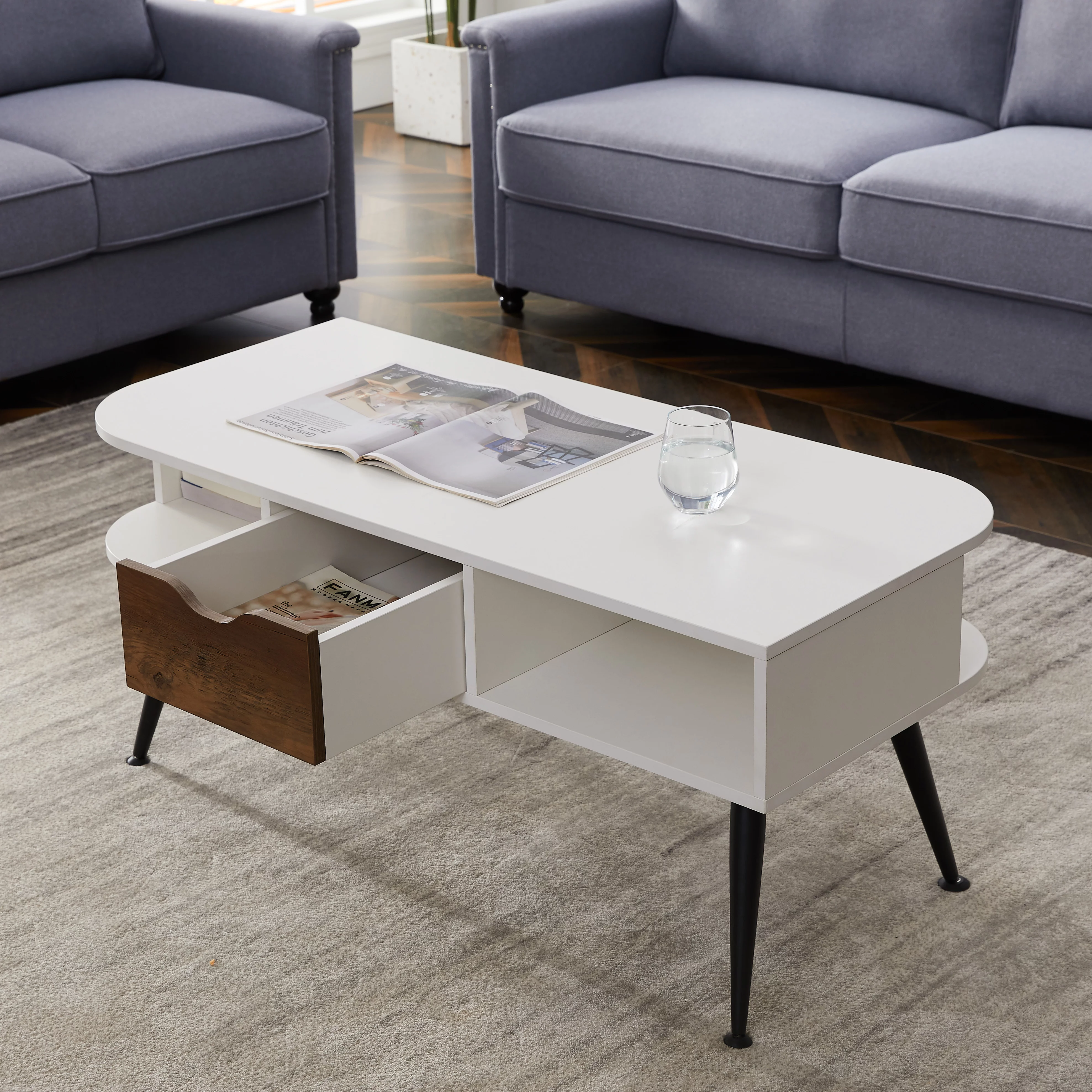 White Coffee Table for Living Room, Modern Design, Durable, Stylish, Home Decor, Functional, Storage, Living Room Furniture, Contemporary, Coffee Table