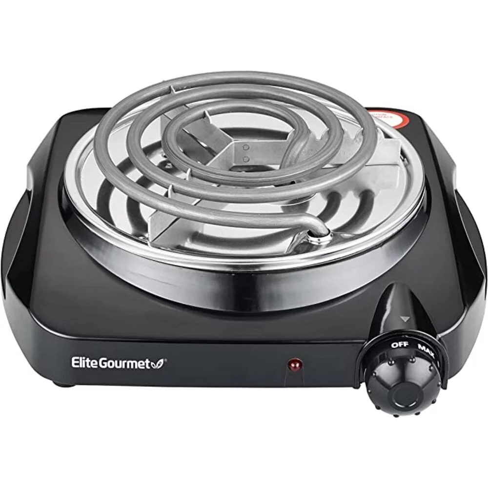 Elite Gourmet Single Coiled Electric Burner Hot Plate, Black