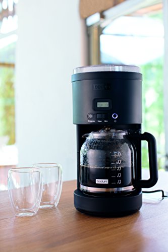 Bodum, Bistro Maker Programmable Coffee Machine with Borosilicate Glass Carafe, 12 Cup, 51 oz, Black
