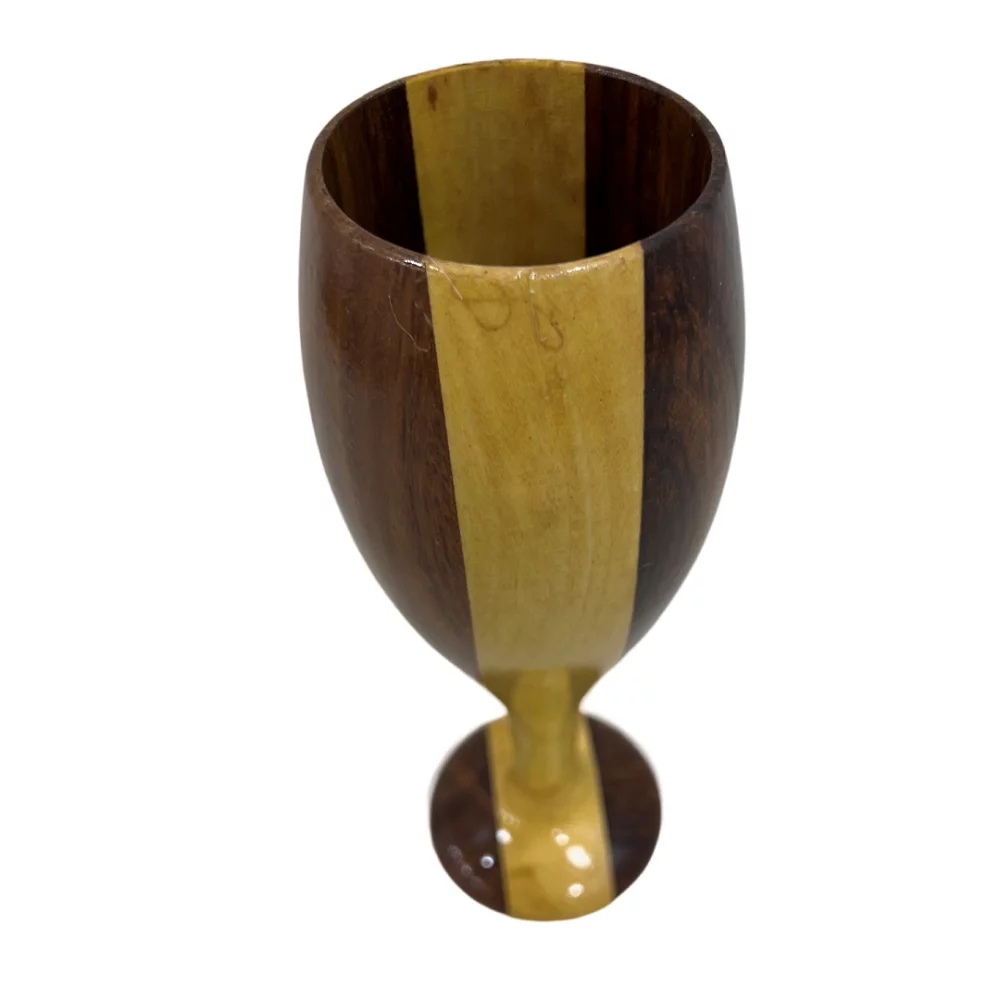 CollectiblesBuy Handmade Wooden Goblet Mango and Teak Wood Wine Drinking Glass Light and Dark Brown