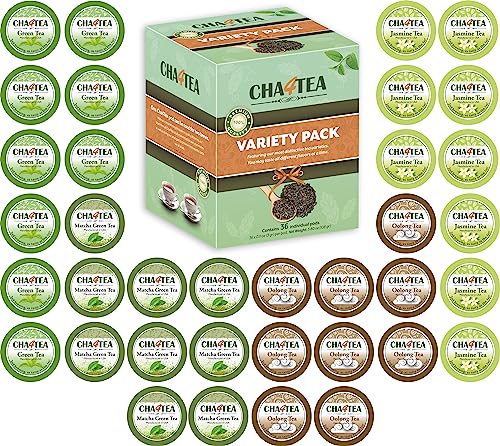 Cha4TEA 36-Count Assorted Green Tea for Keurig K-Cup Brewers (Matcha Green Tea, Green Tea, Jasmine /Oolong Green Tea)