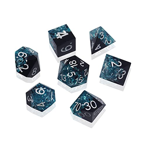 DND Dice Set 7-Die Polyhedral RPG Dice Set with Sharp Edges and Beautiful Inclusions for Tabletop RPG Player Dungeons and Dragons D&D Dice MTG Pathfinder(Style 8)