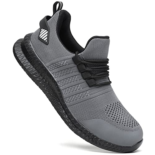 Steel Toe Shoes for Men and Women Comfortable Lightweight Work Safety Shoes Puncture Proof Slip Resistant Indestructible Sneakers Construction Work Utility Shoes