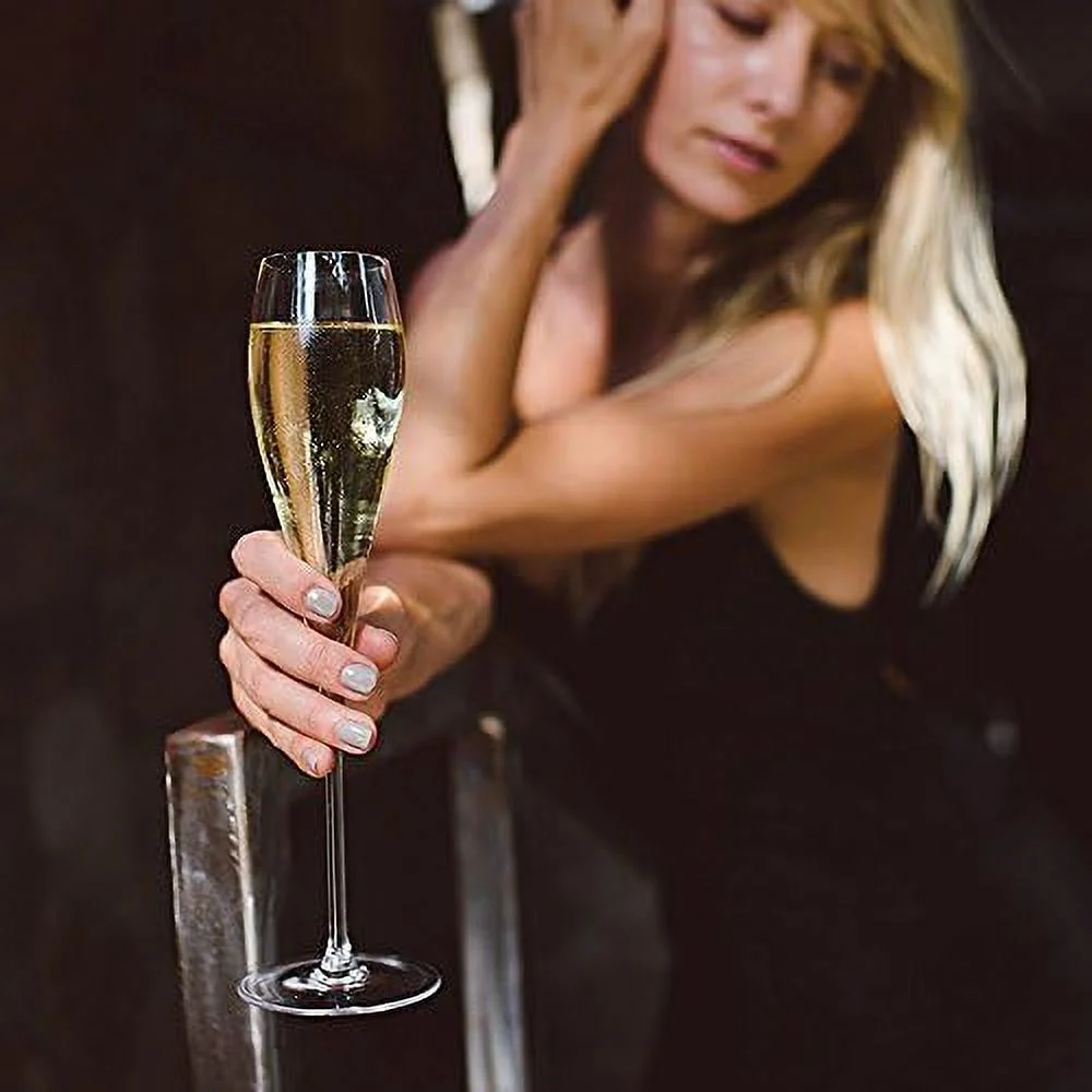 Hand Blown Crystal Champagne Flutes - Standard Champagne Glasses Made From Premium Crystal Glass, Great Gift, 10.5