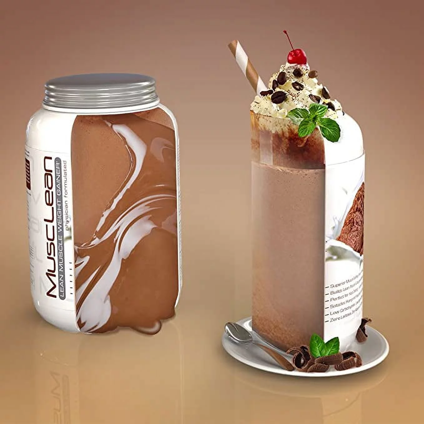 Metabolic Nutrition MuscLean Milkshake Low Carb Keto Diet Whey High Protein Meal Replacement Chocolate Flavor 2.5lb 25 servings *EN