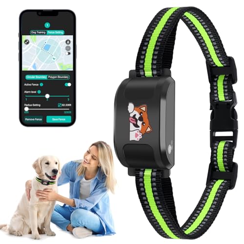 GPS Wireless Dog Electronic Fence & Dog Training Collar, Fence with GPS Tracker, Outdoor Waterproof Rechargeable Collar Customizable Boundaries via App, No Subscription Required (White)