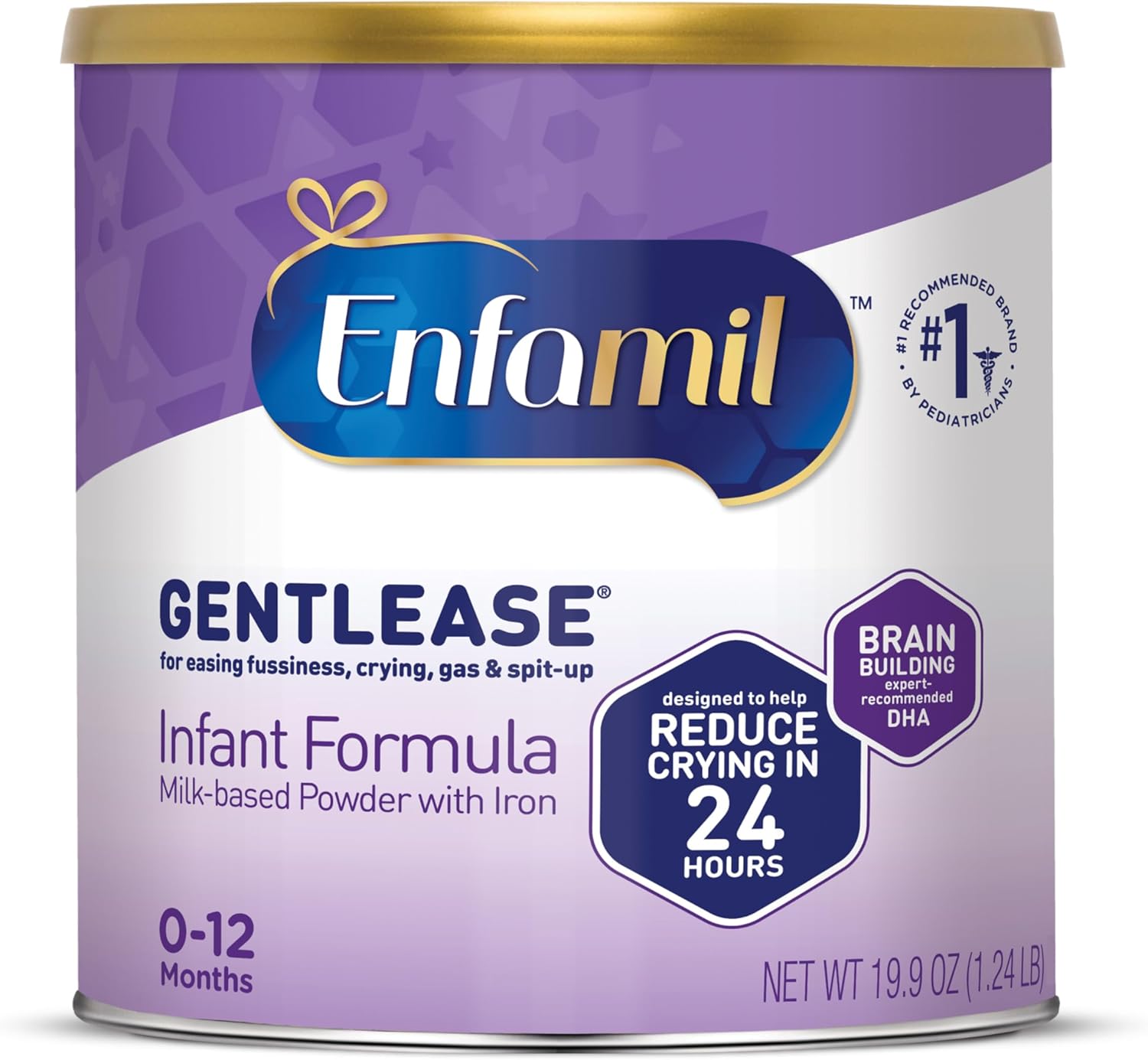 Enfamil Gentlease Baby Formula, Reduces Fussiness, Gas, Crying and Spit-up in 24 hours, DHA & Choline to support Brain development, Value Powder Can, 19.9 Oz