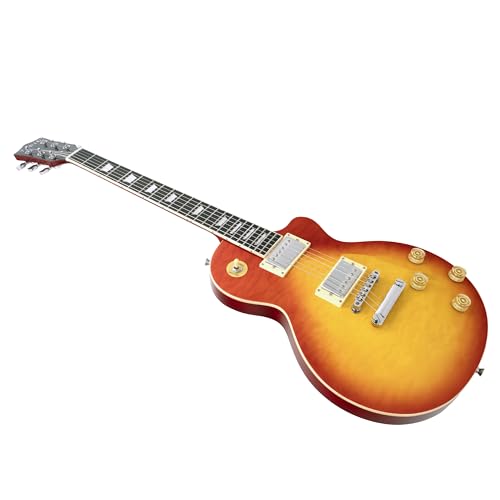 TARIO Electric Guitar cherryburst semi hollowbody quilted maple top Okoume Body Maple Neck with Bag