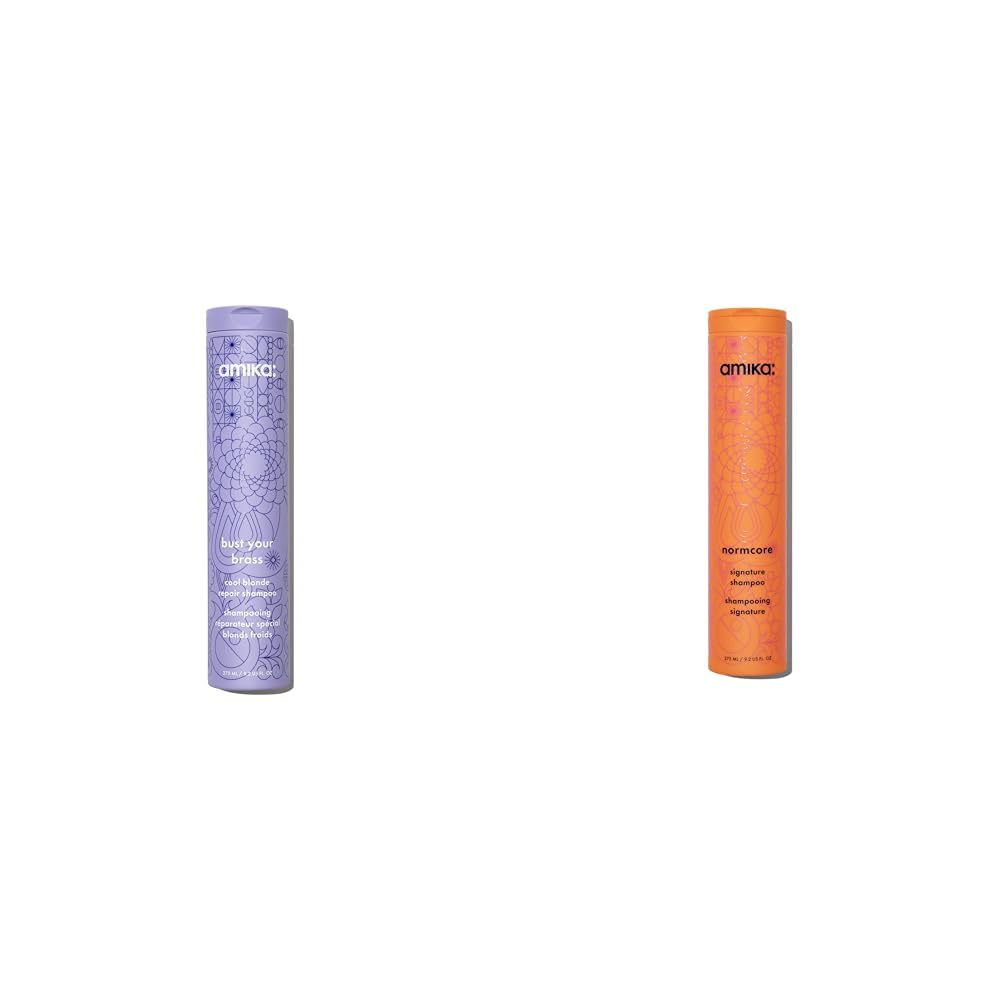 Amika bust your brass cool blonde repair shampoo 275ml, normcore signature shampoo 275ml