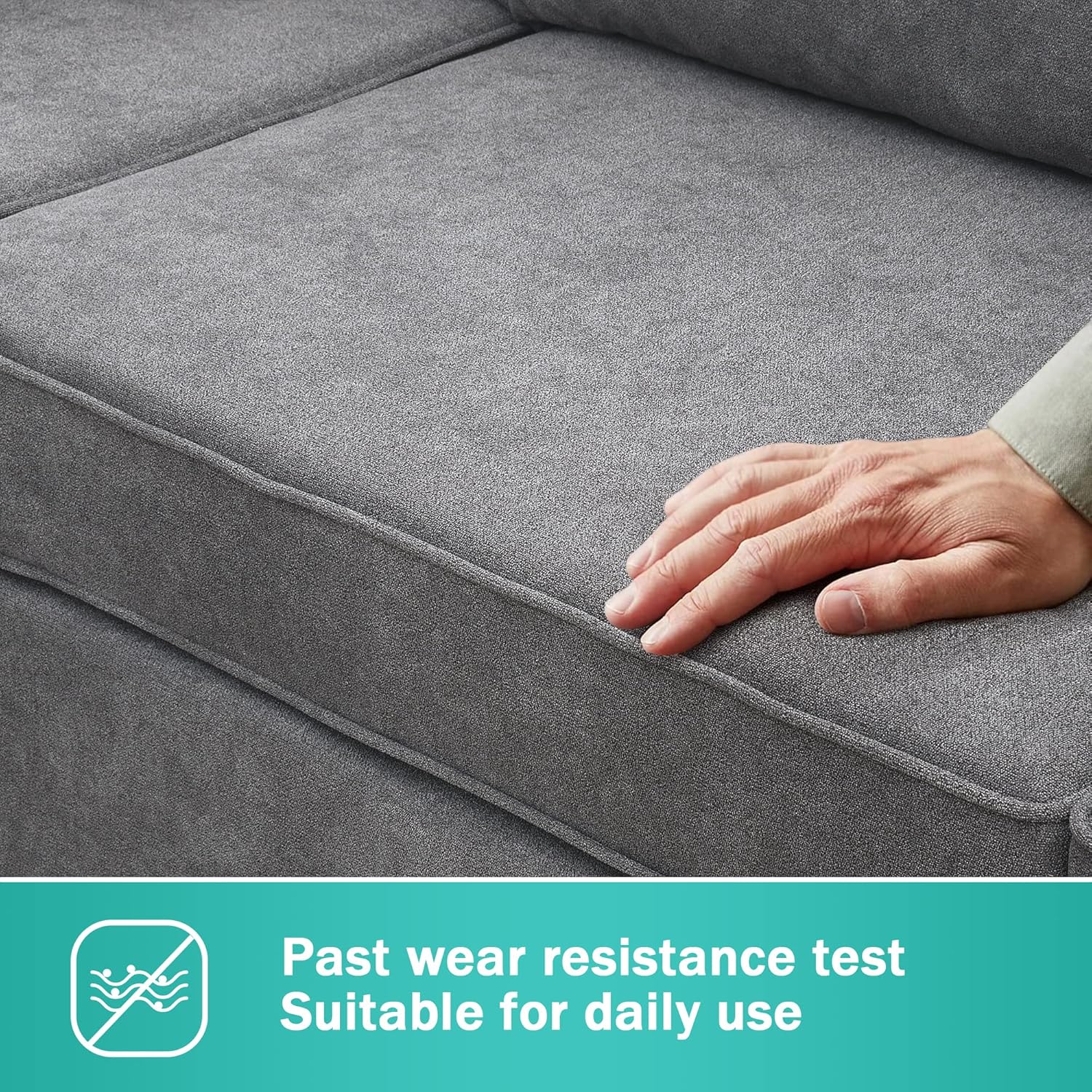 Harper & Bright Designs L-Shape Living Room Set, Modern Upholstered Sectional Sofa, Home Furniture Couch Set with 3 Pillows, Sectional Sofa Couch, Gray