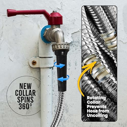 Bionic Steel PRO 100 Ft Garden Hose with Nozzle, Premium 304 Stainless Steel Metal Water Hose 100Ft Flexible Hose, Rust Proof, Lightweight, Heavy Duty, Crush Resistant Fittings, 500 PSI, 2025 Model