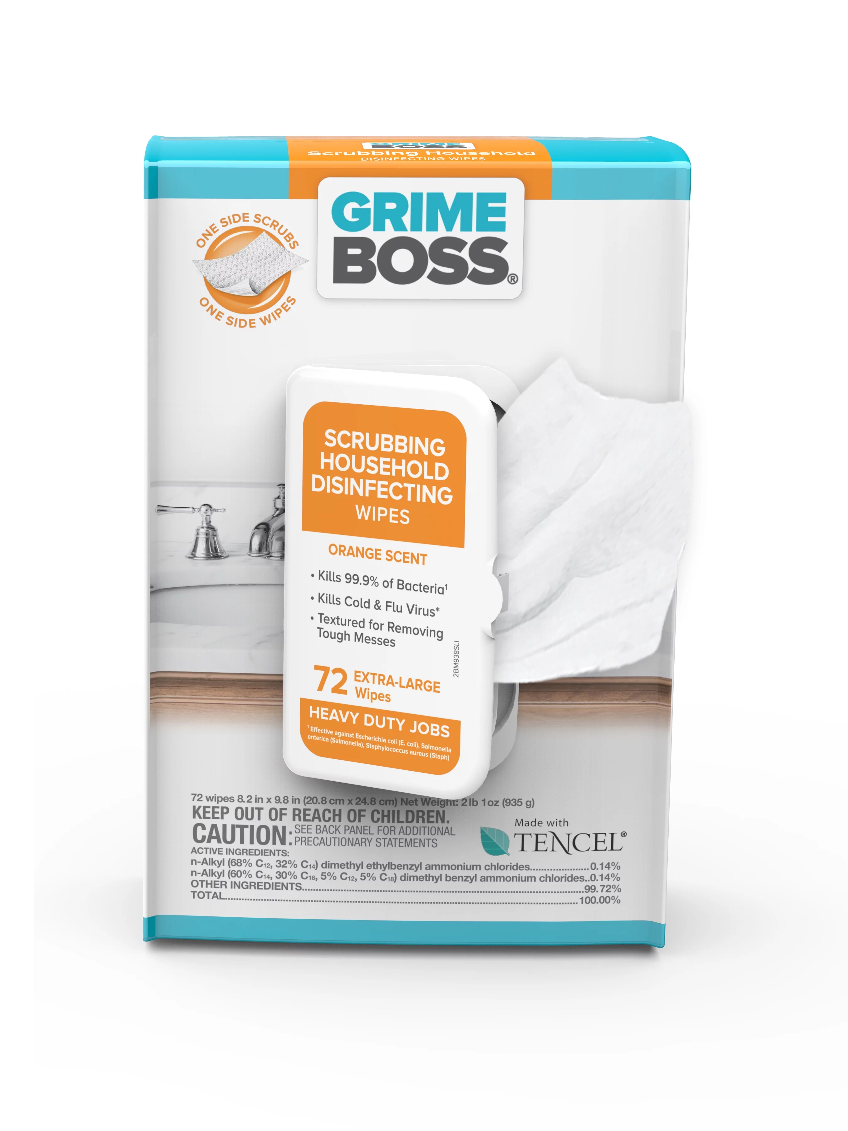 Grime Boss Fiber Blend Scrubbing Household Disinfecting Wipes 8 in. W X 9.5 in. L 72 pk