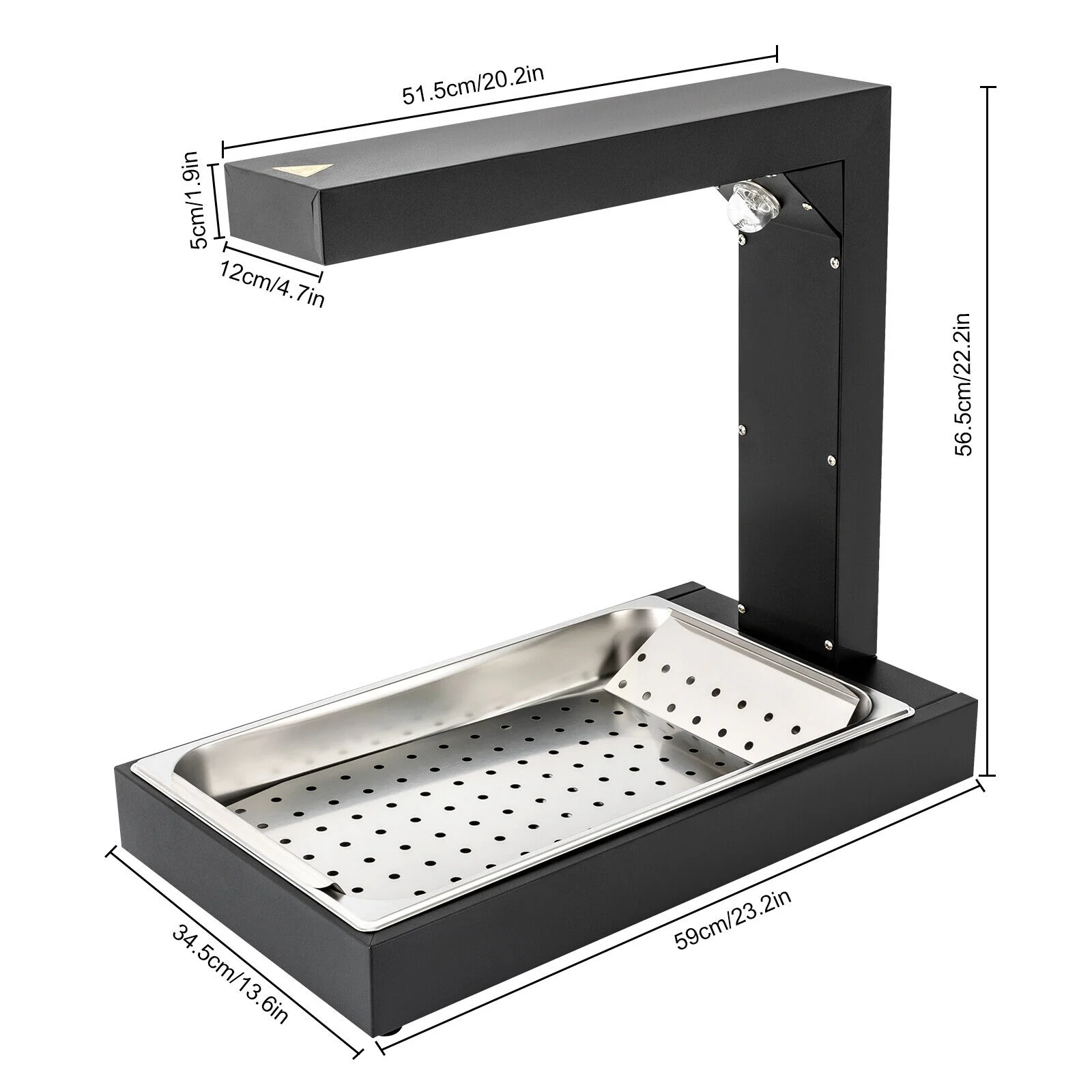 Miumaeov French Fry Food Warmer 110V 500W Commercial Heat Lamp Free-Standing Warming Countertop Food Warmer Light 86℉-158℉ for Buffet