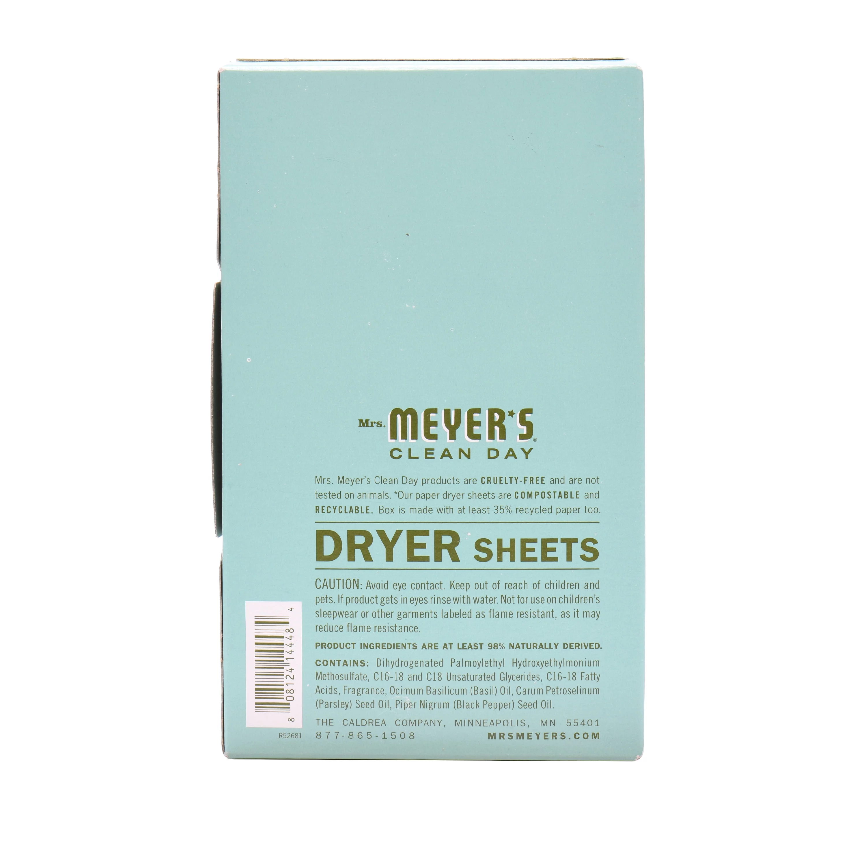 Mrs. Meyer's Clean Day Dryer Sheets Basil, 80 CT (Pack of 6)