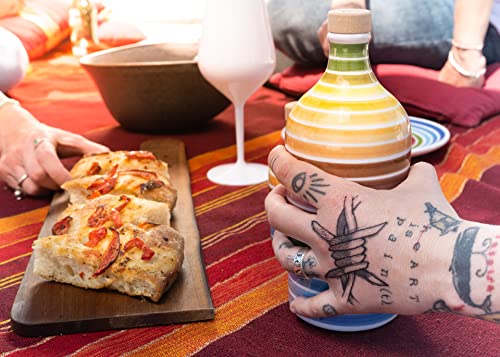 Antico Frantoio Muraglia | Premium Italian Extra Virgin Olive Oil | First Cold Pressed Gourmet EVOO | RAINBOW Arcobaleno Collectible Handmade Ceramic Bottle | 16.9 Fl.oz (500 ml)