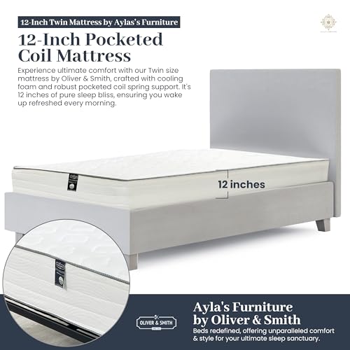 Twin Bed Mattress – 12 Inch Hybrid Twin Mattress with Pocketed Coil Spring with High Density & Comfort Cold Foam - Eco-Friendly, Breathable Twin Size Mattress Medium Firmness