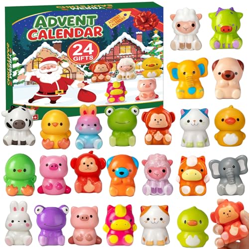 24 Days 2025 Christmas Advent Calendar with 24 Slow Rising Toys,Squishy Stress Relief Toys for Kids or Teens,Christmas Countdown Party Favors & Gifts